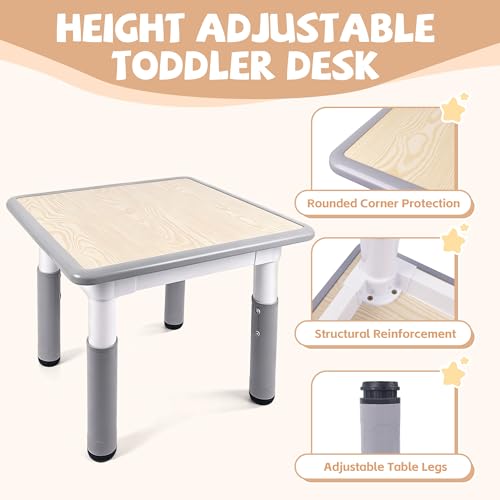 Pterying 23.7" x 23.7" LY-1106B Table and Chair Set - High Density Polyethylene - Modern - Grey