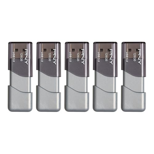 PNY 128GB Turbo Attaché 3 USB 3.0 Flash Drive – Grey, Model P-FD128X5TBOP-MP, Read Speed 100MB/s