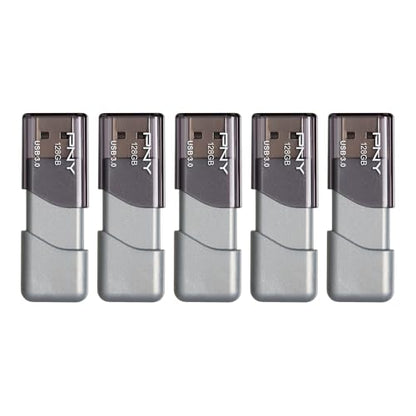 PNY 128GB Turbo Attaché 3 USB 3.0 Flash Drive – Grey, Model P-FD128X5TBOP-MP, Read Speed 100MB/s