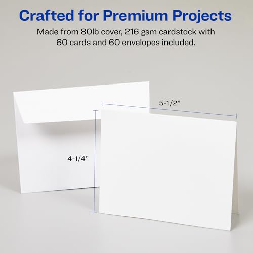 Avery 4.25" x 5.5" Matte White Note Cards with Envelopes Model 8315