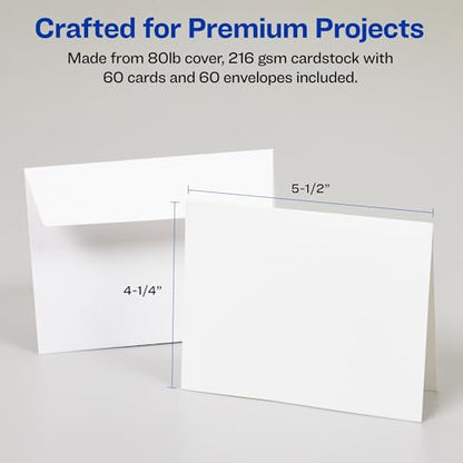 Avery 4.25" x 5.5" Matte White Note Cards with Envelopes Model 8315