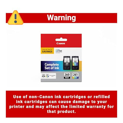 Canon PG-260/CL-261 Value Pack Ink Cartridges, Compatible with PIXMA TR7020, TS5320 Printers