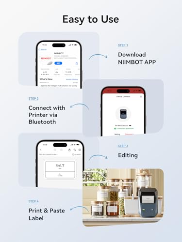 NIIMBOT B1 Portable Thermal Label Printer 203dpi Monochrome with Bluetooth Connectivity