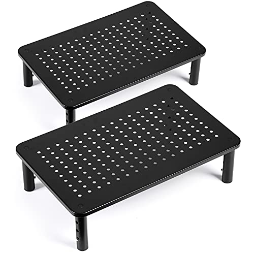 LOTEYIKE 14.6 x 9.3 Inches Monitor Riser 001 TV Riser Adjustable Ergonomic Metal Stand 2 Pack