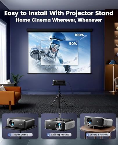 WiMiUS 1080P P62 Pro Projector 600ANSI 50-100% Zoom LCD Portable Display