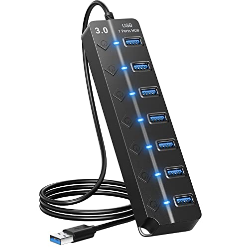 ONFINIO 7-Port USB Hub 3.0 Splitter Compatible with Windows and Mac
