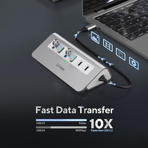 intpw 9-Port P9 USB C Hub Multiport Adapter with HDMI 4K@60Hz, 5Gbps USB 3.0, USB 2.0, SD/TF Card Reader, 100W PD, Aluminum Housing