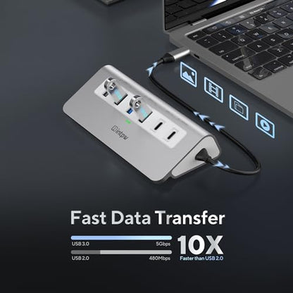 intpw 9-Port P9 USB C Hub Multiport Adapter with HDMI 4K@60Hz, 5Gbps USB 3.0, USB 2.0, SD/TF Card Reader, 100W PD, Aluminum Housing