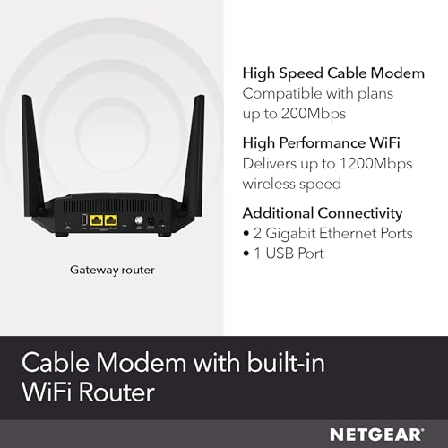 NETGEAR AC1200 Cable Modem Router C6220 DOCSIS 3.0 Dual-Band Router