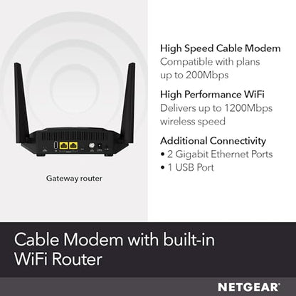 NETGEAR AC1200 Cable Modem Router C6220 DOCSIS 3.0 Dual-Band Router