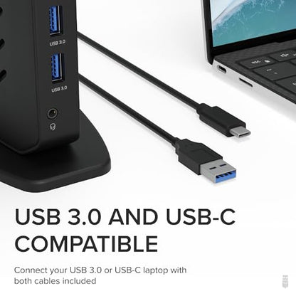 Plugable 5.31" x 2.76" x 7.48" UD-6950Z USB 3.0 Dual DisplayPort & HDMI Docking Station (2 x HDMI, 6 x USB Ports)