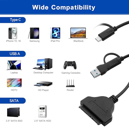FARBOKO 8.7in UA1006A SATA to USB Adapter Cable Black