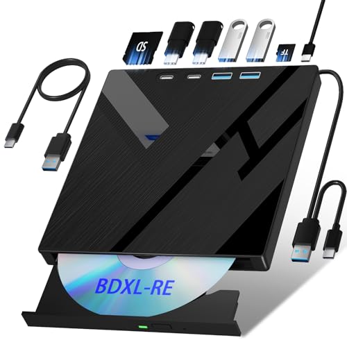 Wbacon External Blu-ray Drive Model Wbacon USB 3.0 Type C 100GB External Optical Reader A-2 MB Cache
