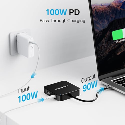 ACASIS USB Hub 6-in-1 AC-HC31-A USB 3.2 10Gbps 100W Charging USB-C Multiport Adapter