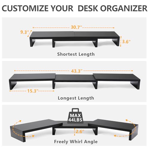 TAVR 43.3 Inch Dual Monitor Stand 3 Shelf Computer Riser
