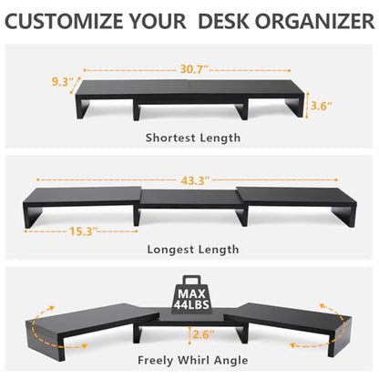 TAVR 43.3 Inch Dual Monitor Stand 3 Shelf Computer Riser