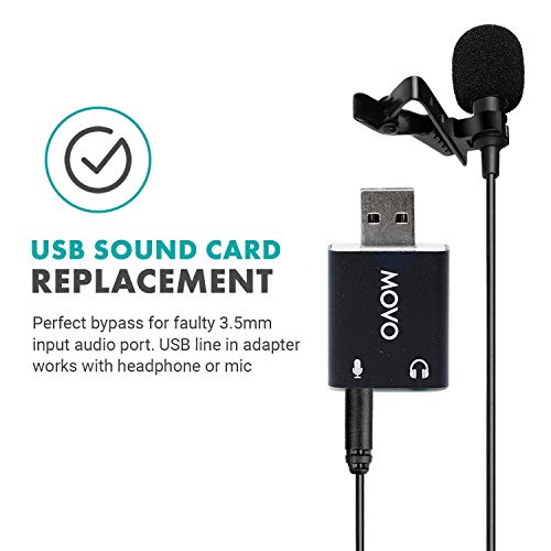 Movo 1 Count USB-AC USB 2.0 Stereo Audio External Sound Card Adapter for PC and Linux