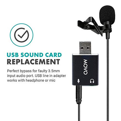 Movo 1 Count USB-AC USB 2.0 Stereo Audio External Sound Card Adapter for PC and Linux
