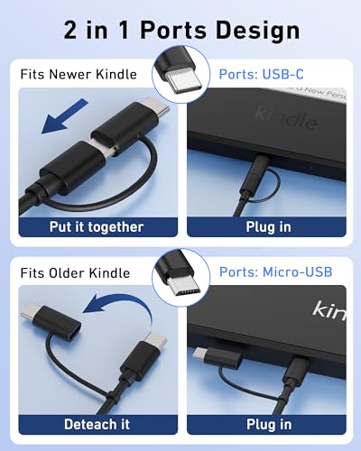 KENHAO 6 Feet USB A to Micro USB and USB Type C Cable