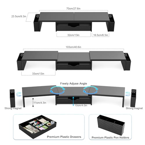 Spacrea 40.6 x 9.3 x 4.3 Inches SP-D1-2 Dual Monitor Stand Riser Metal Organizer