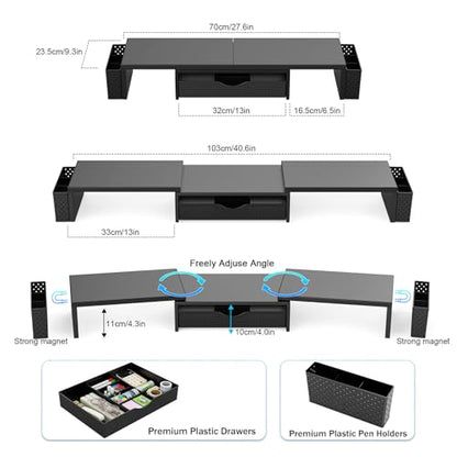 Spacrea 40.6 x 9.3 x 4.3 Inches SP-D1-2 Dual Monitor Stand Riser Metal Organizer