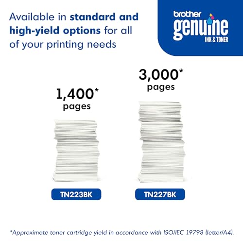 Brother Genuine TN-227BK High Yield Black Toner Cartridge 3000 Pages Laser Printer Toner