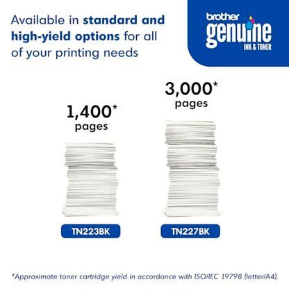 Brother Genuine TN-227BK High Yield Black Toner Cartridge 3000 Pages Laser Printer Toner