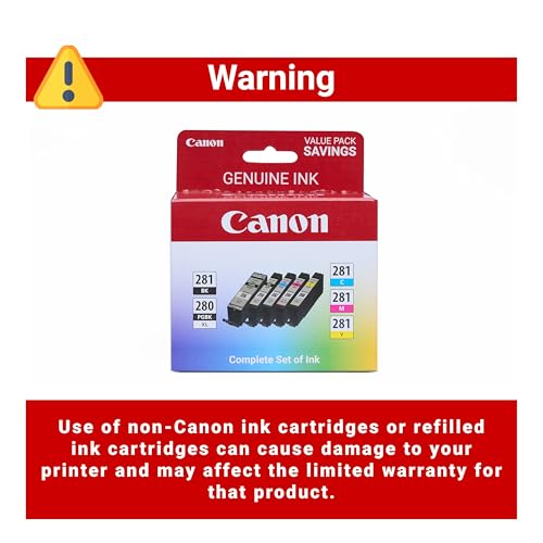 Canon PGI-280 XL CLI-281 Genuine Inkjet Cartridge 1200 Page Yield Black and Color