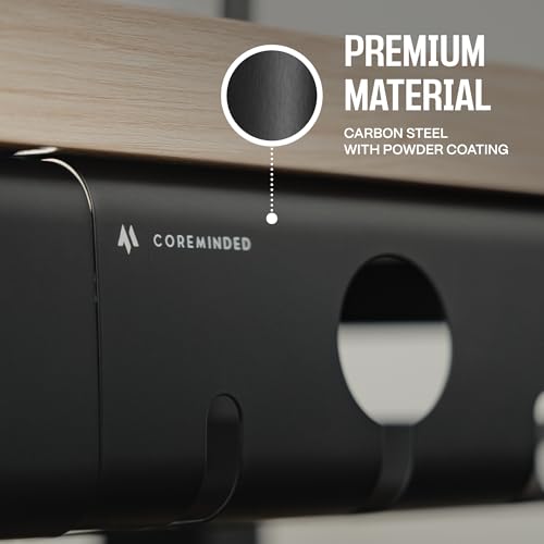 COREMINDED 2-Piece Cable Management Tray Set Matte Black Self-Adhesive Carbon Steel