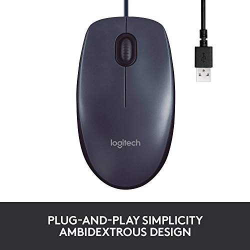 Logitech B100 Optical Mouse PS/2, USB, 3 Buttons, 800 DPI, Ambidextrous, Black