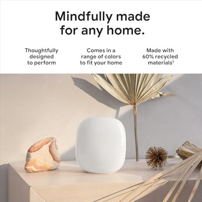 Google 3 Pack Nest Wifi Pro Model Number Nest Wifi Pro Wi-Fi 6E Tri-Band 6600 Sq. Ft. Coverage 1 Gbps Data Transfer Rate 4 Ports