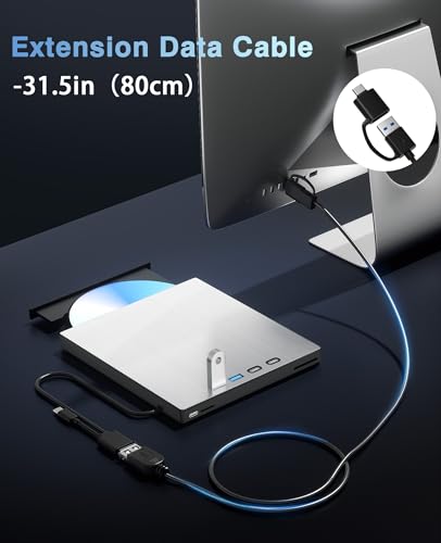 juwuoi External Blu-ray Drive USB 3.0 Type-C BD-R/RE/ROM 100GB CD/DVD Reader Model 0759357095411