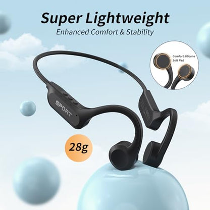 CXK X14 Bone Conduction Headphones Black Bluetooth 6.0 Open Ear 10 Hours Playtime