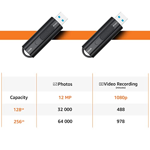 Amazon Basics 256 GB USB 3.0 Flash Drive, Model LS21USB256G1, Read Speed 130MB/s, Write Speed 30MB/s, USB Type A