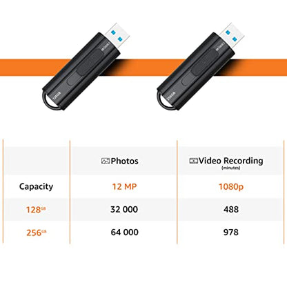 Amazon Basics 256 GB USB 3.0 Flash Drive, Model LS21USB256G1, Read Speed 130MB/s, Write Speed 30MB/s, USB Type A
