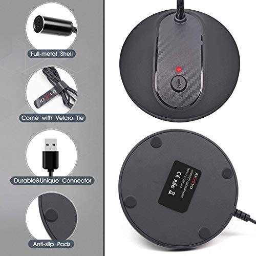 JOUNIVO JV-601 USB Microphone, Omnidirectional, 76 dB SNR, Corded Electric, Gooseneck
