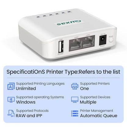Quxas LP-N110W Print Server USB 2.0 SNMP Computer Connectivity