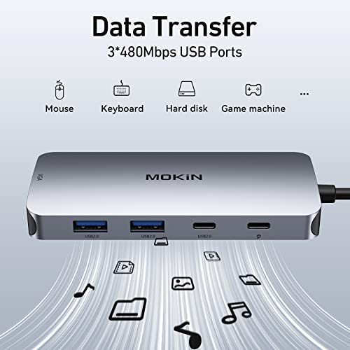 MOKiN 8-in-1 Docking Station Dual DisplayPort 4K@60Hz USB Hub