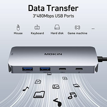 MOKiN 8-in-1 Docking Station Dual DisplayPort 4K@60Hz USB Hub