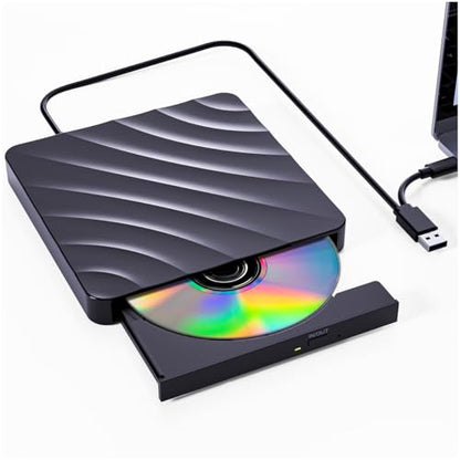 QDSYLQ External CD/DVD Drive XD 061 USB Type C 24X, 8X External Optical Drive