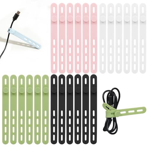 Donruby 24 Count GJ-01 Silicone Cable Ties for Cable Management