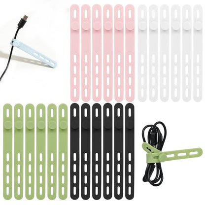 Donruby 24 Count GJ-01 Silicone Cable Ties for Cable Management