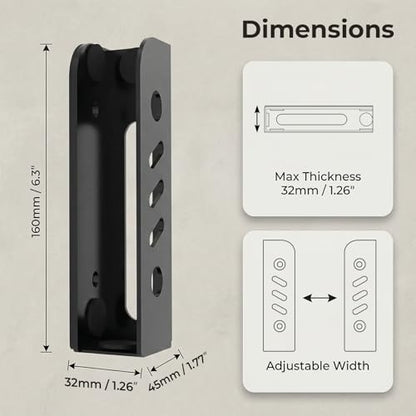 Varghesyla 7.2x2.05x1.65inch Laptop Mount Bracket 32mm Thickness Steel Durable Universal Wall/Under Desk Holder