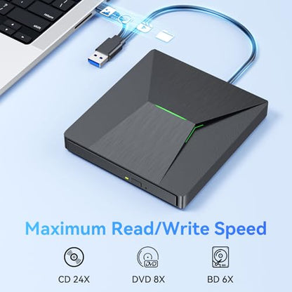 MthsTec Slim External Blu-ray Drive MC-BW-0001 USB 3.0 Type C 50GB 6x Read Speed