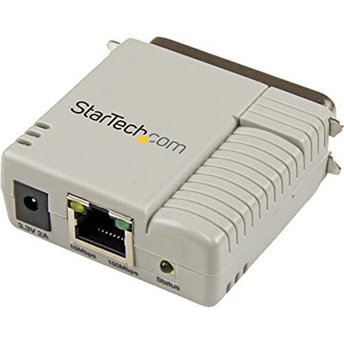 StarTech.com PM1115P2 1-Port Ethernet Print Server with 10/100 Mbps Network Speed, Beige