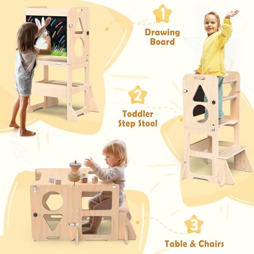 Woodure 4-in-1 150 Pounds DW1357 Multifunctional Wooden Step Stool