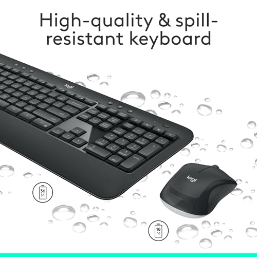 Logitech 104 Keys QWERTY Wireless Keyboard and Mouse Combo Model 920-012585 Windows Operating System Black