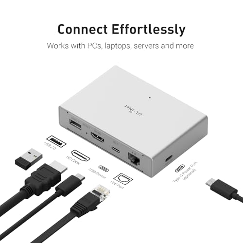 GL.iNet 4" x 2.76" x 0.8" 4K@30Hz Dual Power Remote KVM Switch Model GL-RM1PE