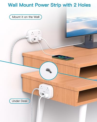 One Beat 4.1"L x 3.2"W OB3WC2 Power Strip, 3 Outlets, 4 USB Ports, 125 Volts, 15 Amps, Compact, Mountable, ETL Certified