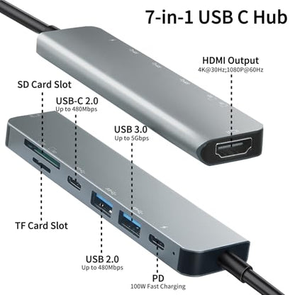 Luonanava USB C Hub 7 Ports 4K HDMI 5Gbps USB 3.0 DE-HDMI-005